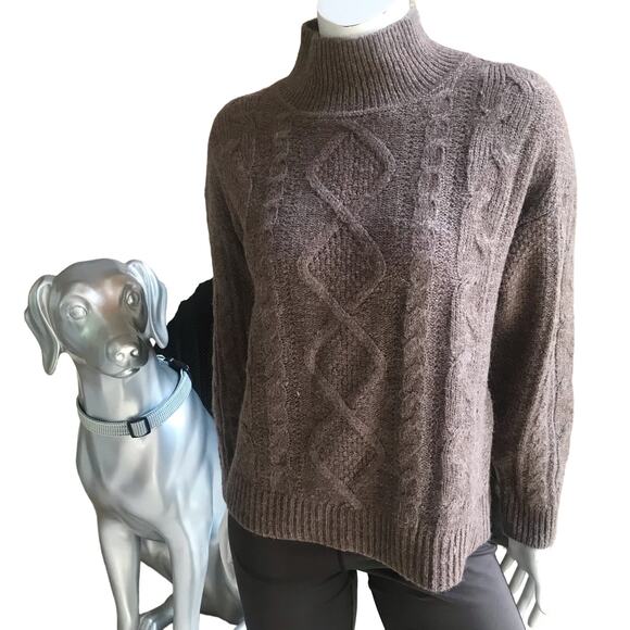 NEW Gap Knit Turtleneck Cotton Wool Alpaca Brown  Sweater Women's Size S NWT $90 - Picture 1 of 7